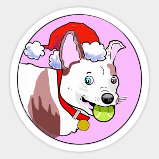 MERRY GRUFFMAS DOG CARTOON PINK Sticker